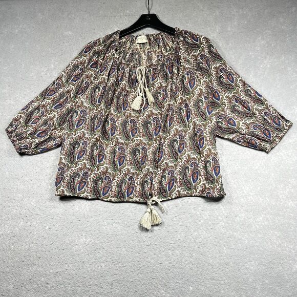 Ralph Lauren Blouse Womens Size Medium Paisley Denim Supply Gauzy Feel RL Boho - Picture 1 of 10